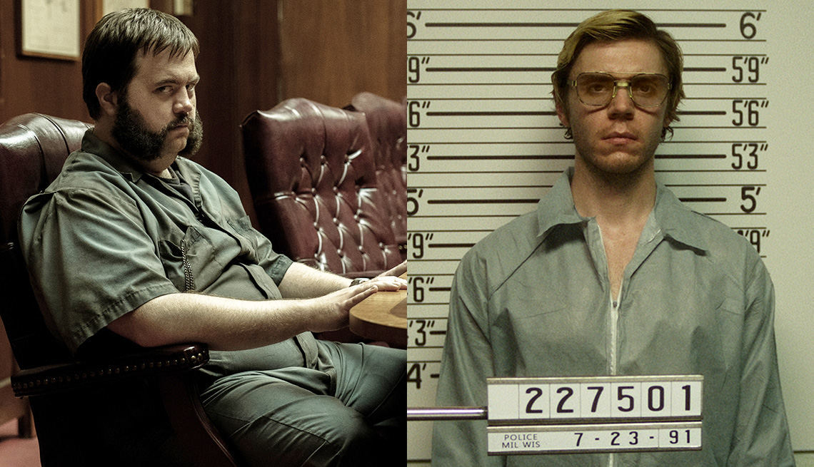 Paul Walter Hauser stars in Black Bird and Evan Peters stars as Jeffrey Dahmer in Dahmer – Monster: The Jeffrey Dahmer Story