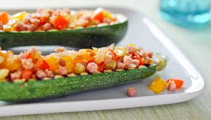 Calabacín con verduras y jamón-Receta de Dennise Oller