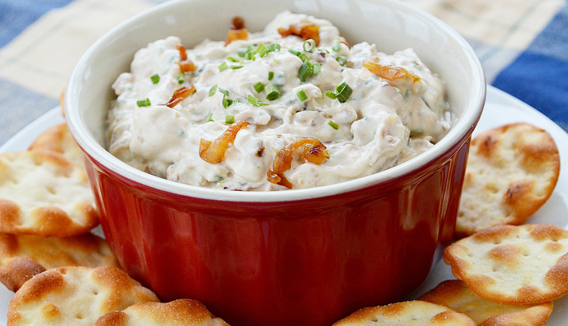 French Onion Dip With Crackers, Healthier Superbowl Dips