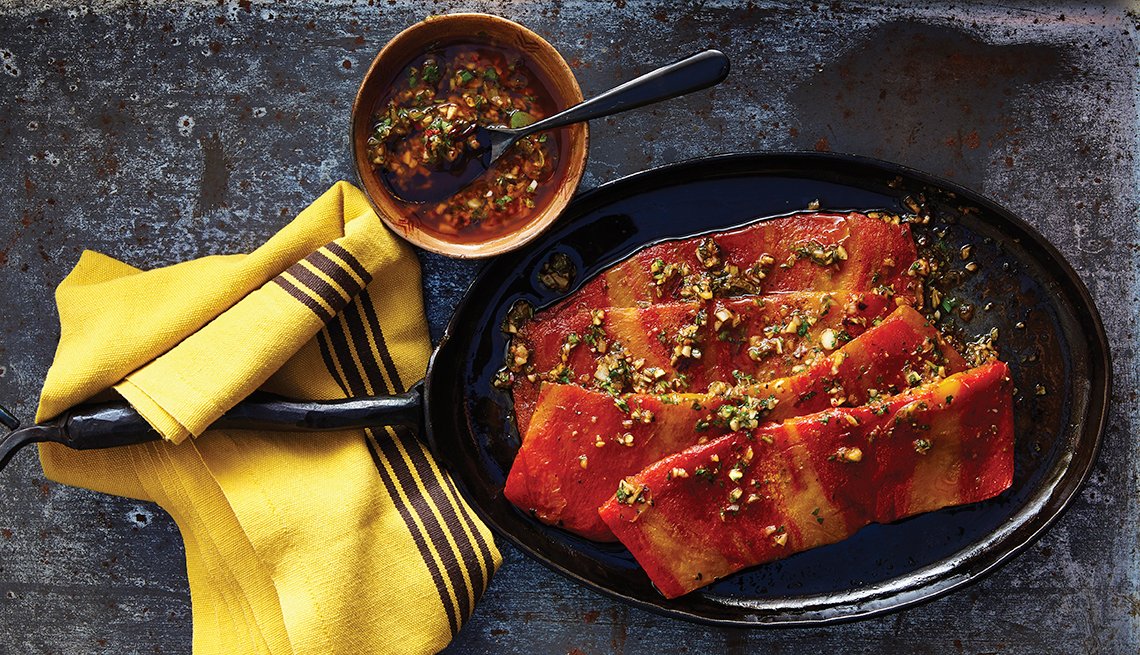 Churrasco de ají con chimichurri de hojas de ají