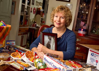 Cathy Cleaver at Home in Audubon, PA, putting together a care package for her son Evan. Shot on Thursday, November 04, 2010