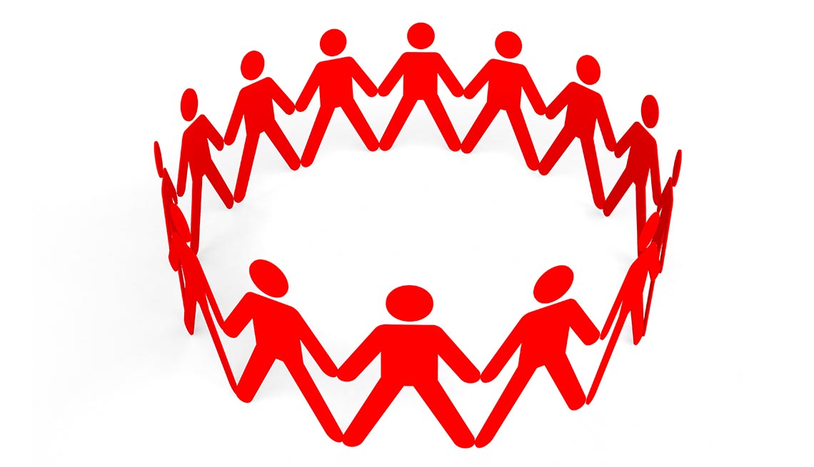 Illustration of People Holding Hands To Form A Circle, Giving Back via Volunteering In Your State 