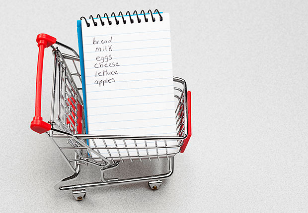 Lista de la compra en un carro de supermercado - Trucos para recordar las cosas cotidianas - Mejorar la memoria