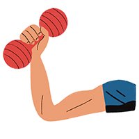 Ilustración de un brazo con músculos levantando una mancuerna