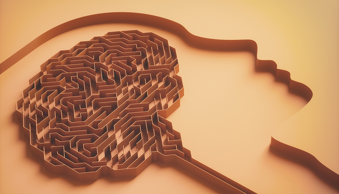 Human brain as a maze, conceptual illustration