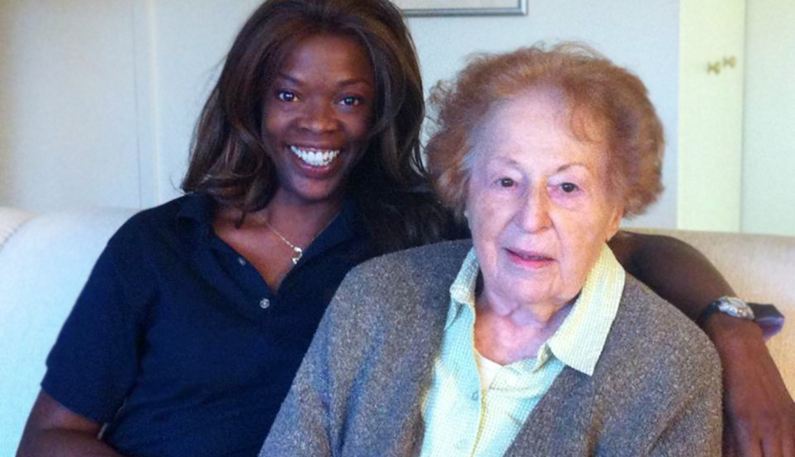 The author’s mother, right, and her home health aide, Mary.  