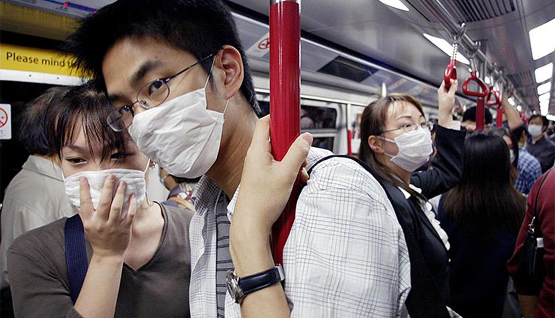 People wear masks, Hong Kong's Mass Transit Railway, SARS, Plagues and Epidemics Through the Ages,