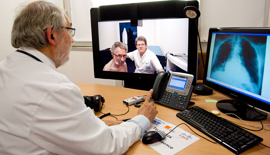 Doctor speaking with a patient through a video call