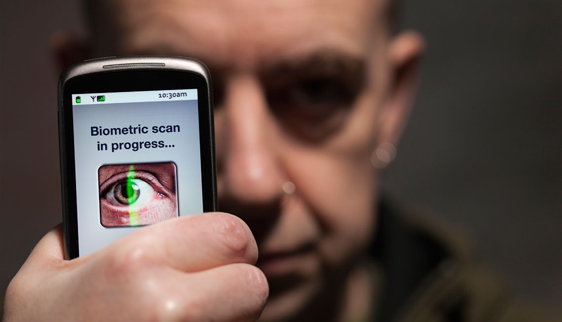 Man scanning his eye
