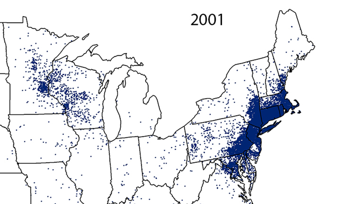 Lymes disease outbreaks by region in 2001