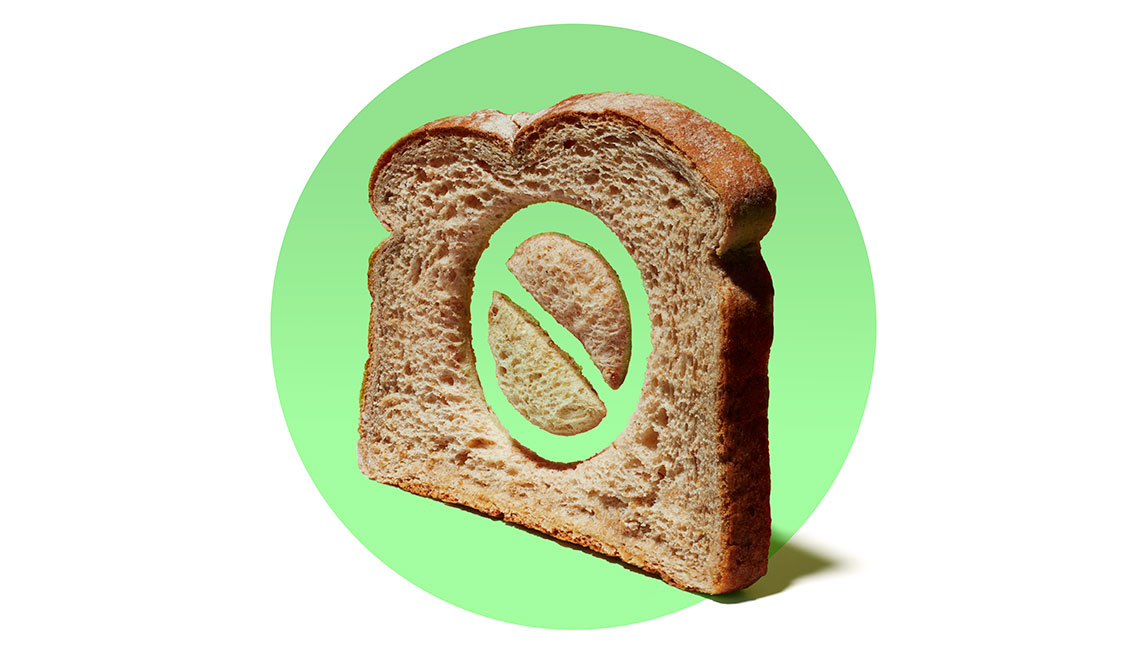 an illustration of a piece of bread on a green background