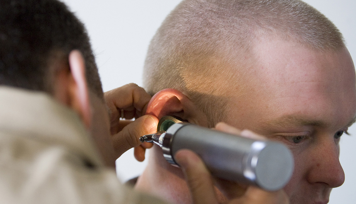 A veteran gets his hearing checked