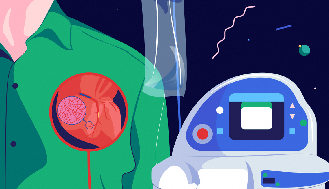 Una ilustración que muestra una representación de un tratamiento con oxígeno que limita el daño durante un ataque cardíaco