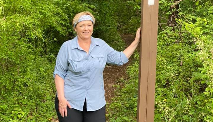 terri marshall hiking in the woods in new york city