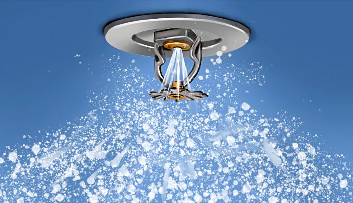illustration of a ceiling sprinkler that is activated