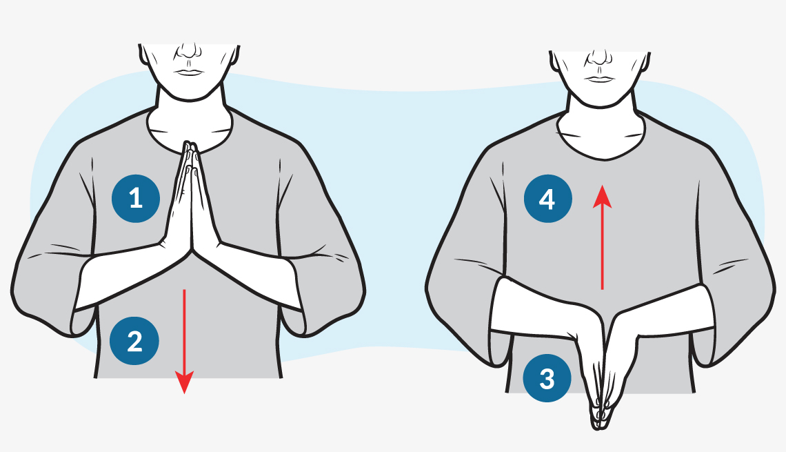 an illustration of a prayer and reverse prayer stretch