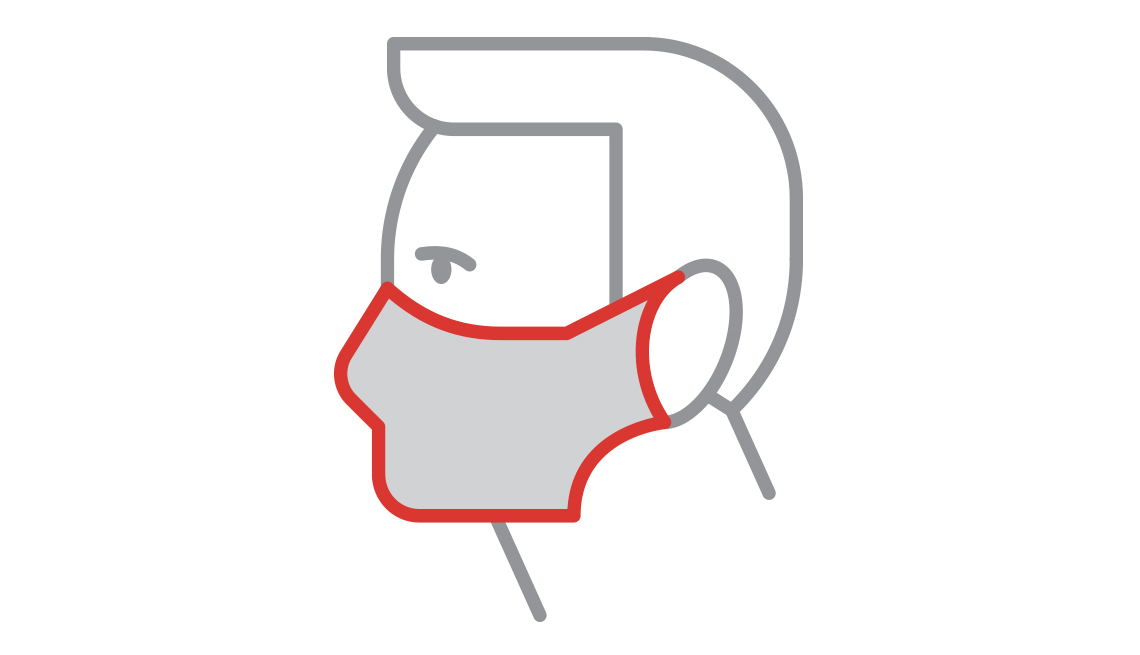 Dibujo de la silueta de un hombre usando una mascarilla de nilón sin filtro