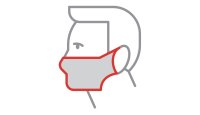 diagram of a man wearing a woven nylon mask that does not have a nose bridge piece