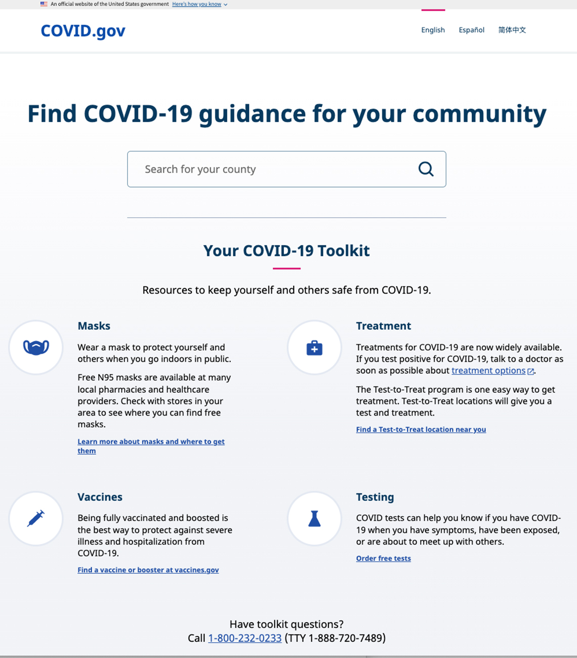 screengrab of the covid dot gov website as launched on march thirtieth twenty twenty one