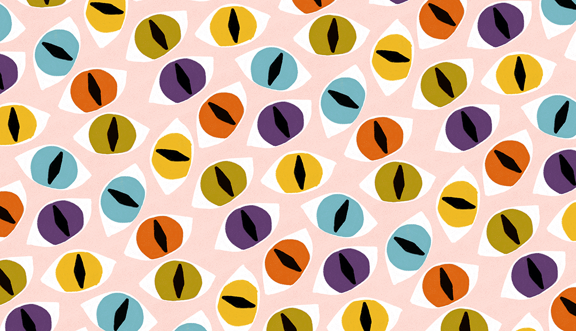 pattern with cat eyes in different colors