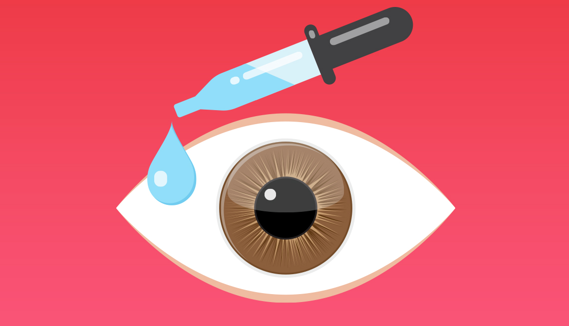 Ilustración de un ojo y un gotero que deja caer una gota