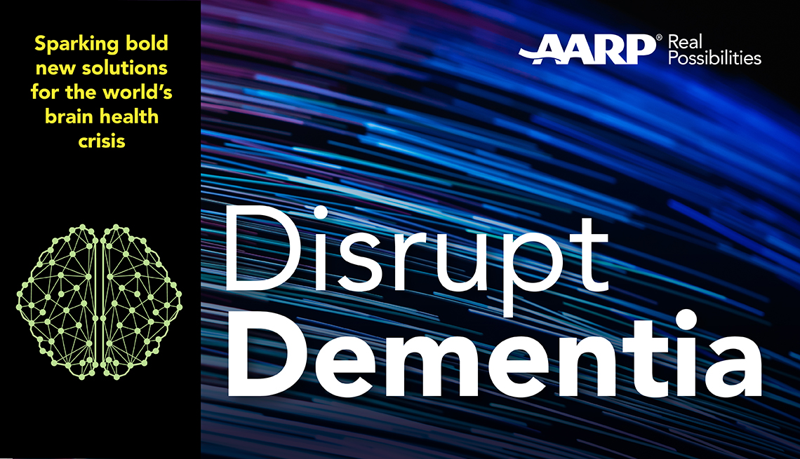 Disrupt Dementia Banner with the text: Sparking bold new solutions for the world's brain health crisis