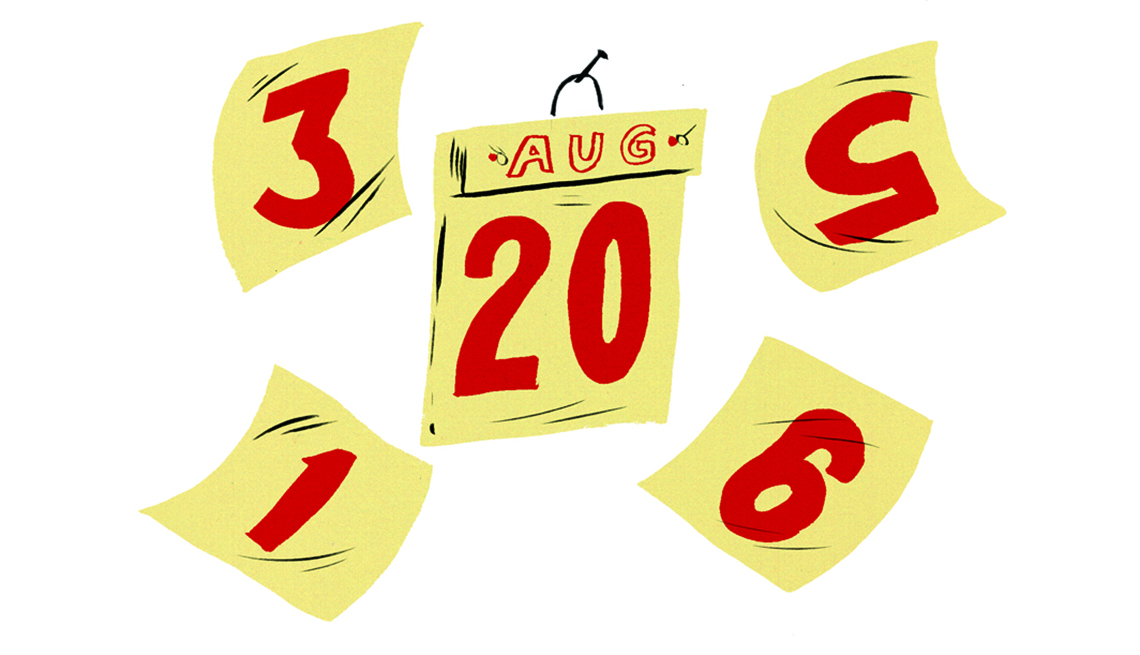 Páginas sueltas de un calendario del mes de agosto.
