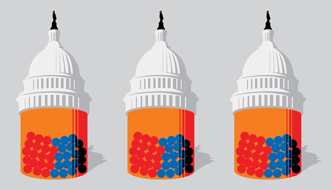 Gráfico del Capitolio como si fuera la tapa de un frasco de pastillas