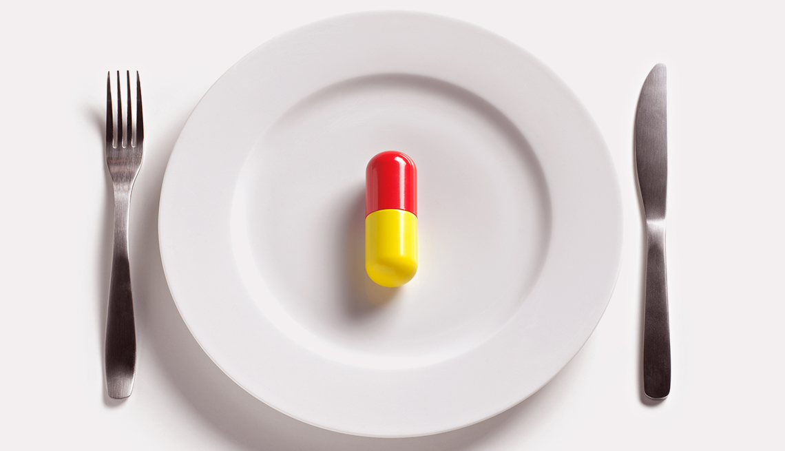 One pill on a plate 
