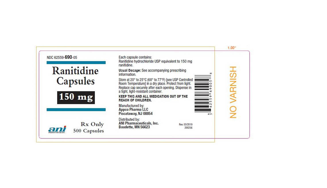 item 11 of Gallery image - Recalled Ranitidine label, 150 mg, 500 capsules