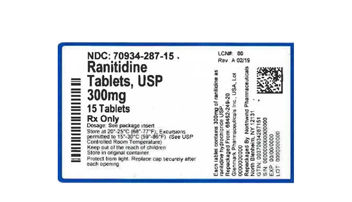 item 6 of Gallery image - Recalled Ranitidine label, 300 mg, 15 tablets