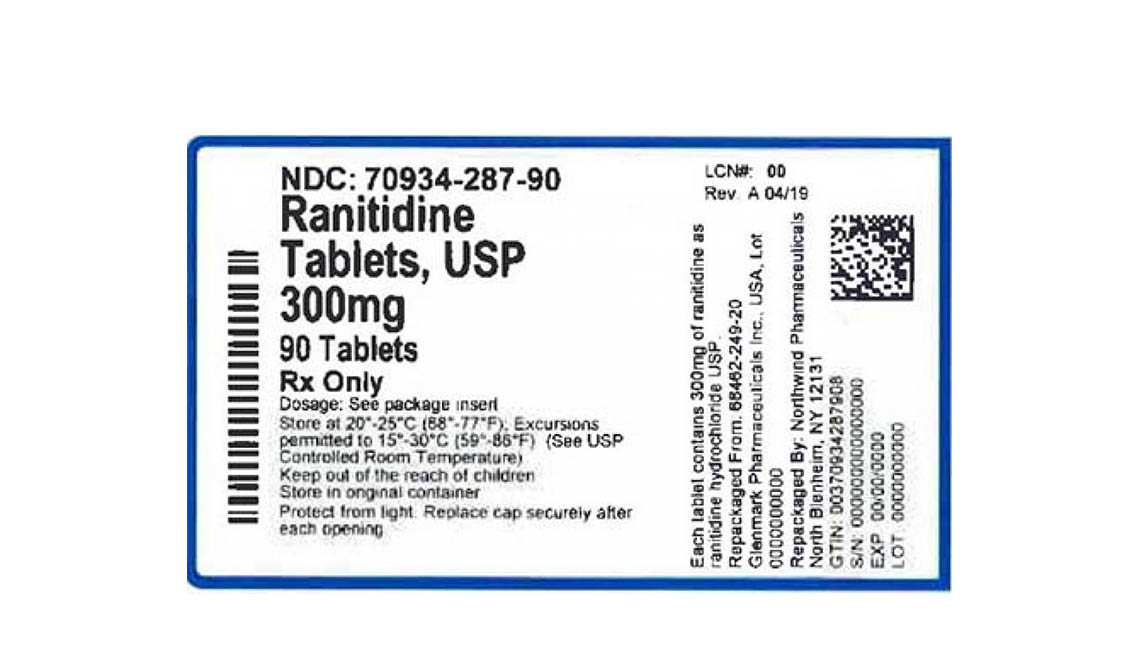 item 7 of Gallery image - Recalled Ranitidine label, 300 mg, 90 tablets
