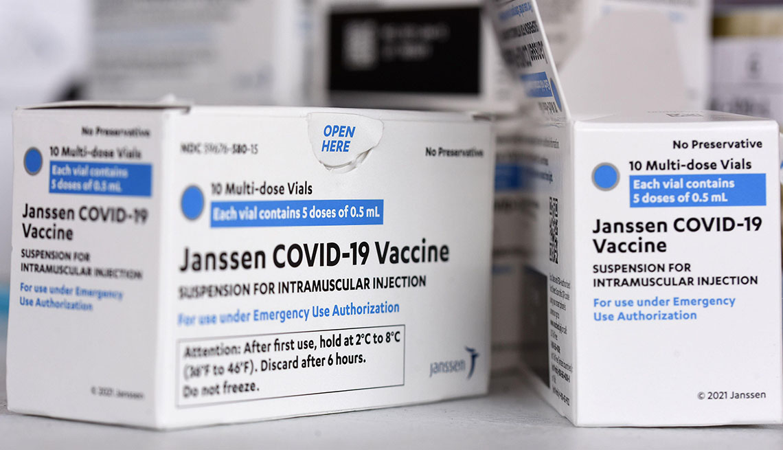 close up of a box of johnson and johnson covid vaccines