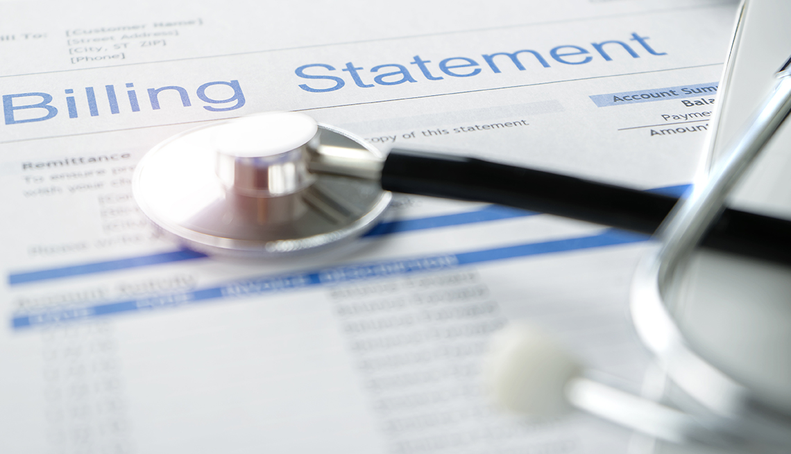Health care billing statement with stethoscope