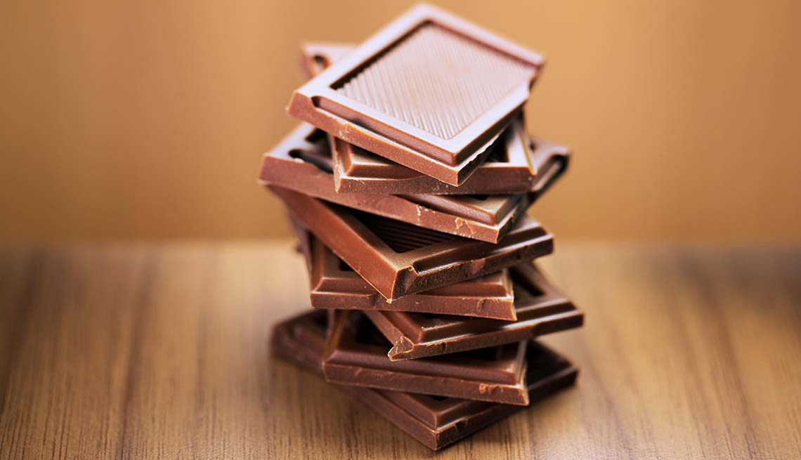Stack of Chocolate squares, Chocolate Reduces Stress
