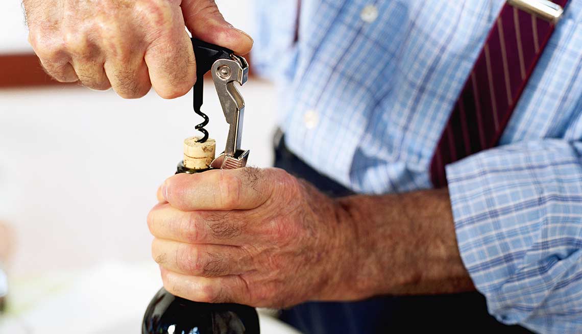 Bottle of wine opened corkscrew, food drug interaction