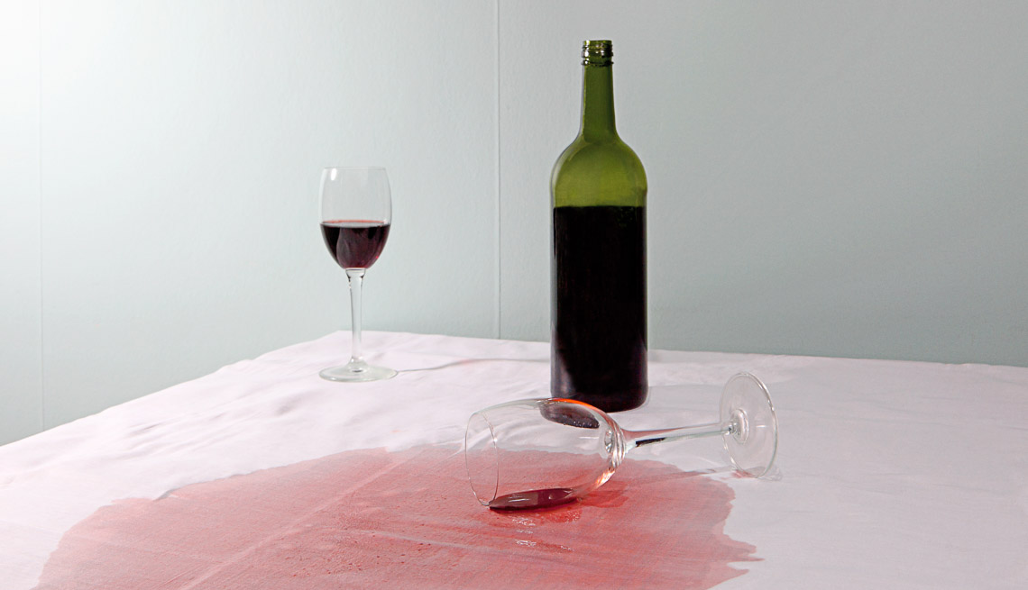 Red Wine spilled from a glass, Eye Healthy Foods