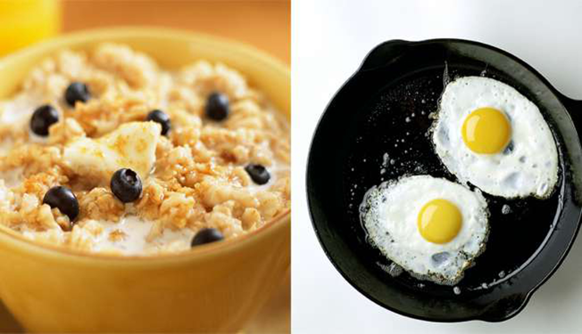 Avena instantánea versus huevo frito
