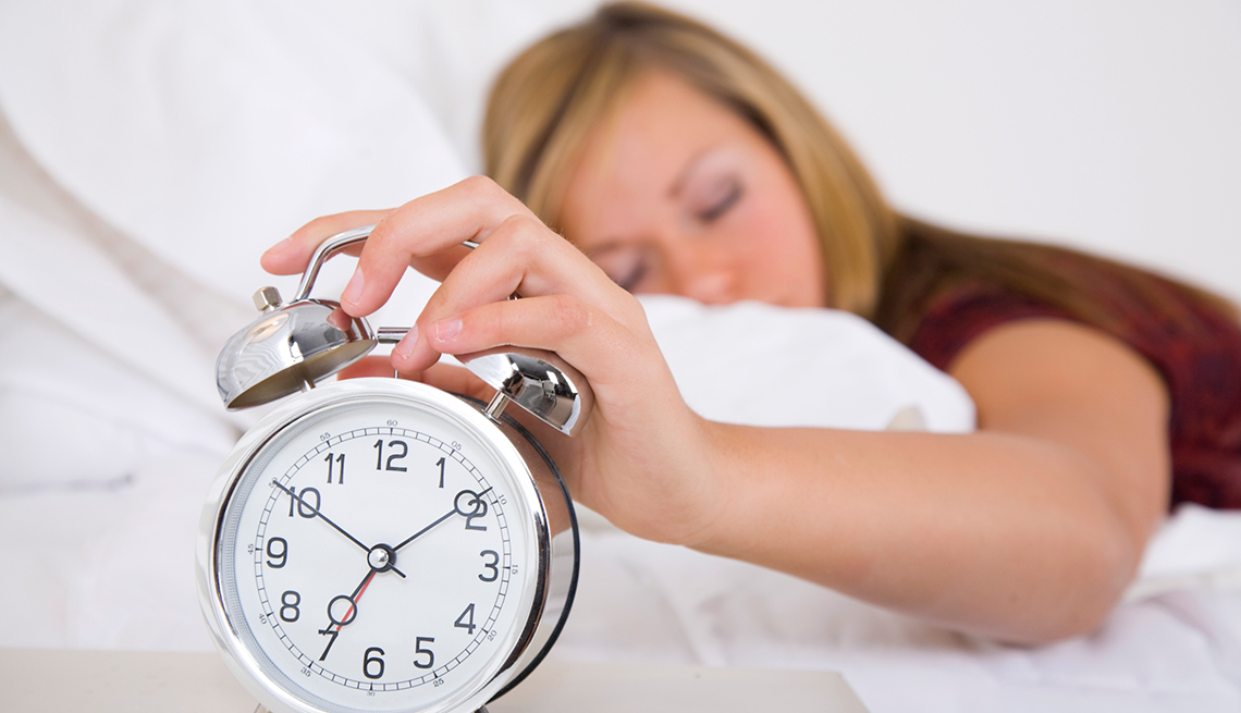 Woman sleeps by alarm clock, Good Habits Go Bad