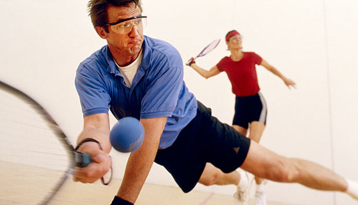 Racquetball, Diving hit, Boomer Fitness Fads