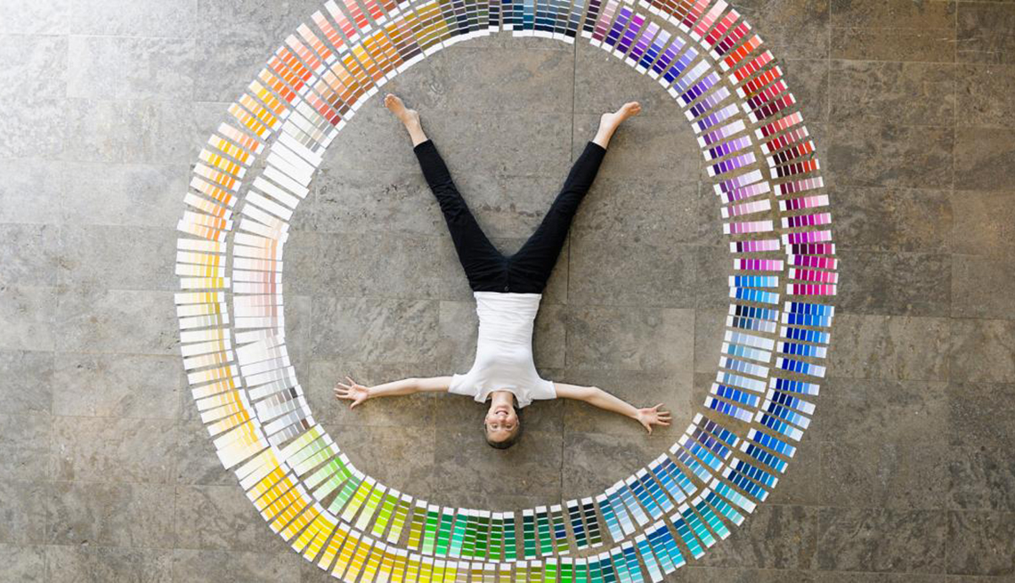 AARP, Design your Future, Color Wheel Paper, Woman Laying Down