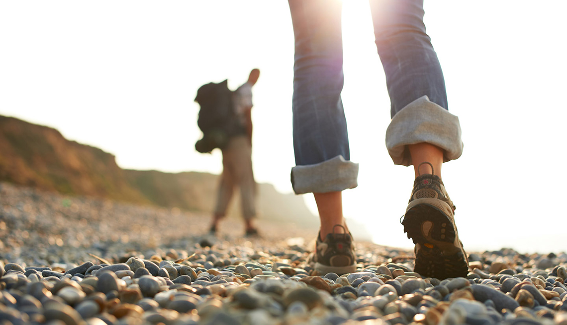 Two People Hiking along Rocky Path, Walk Your Way to a Better Life, Healthy Living