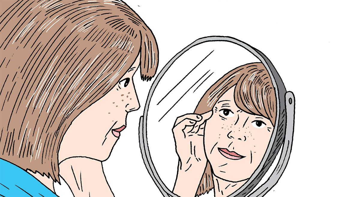 an illustration of a woman looking into the mirror
