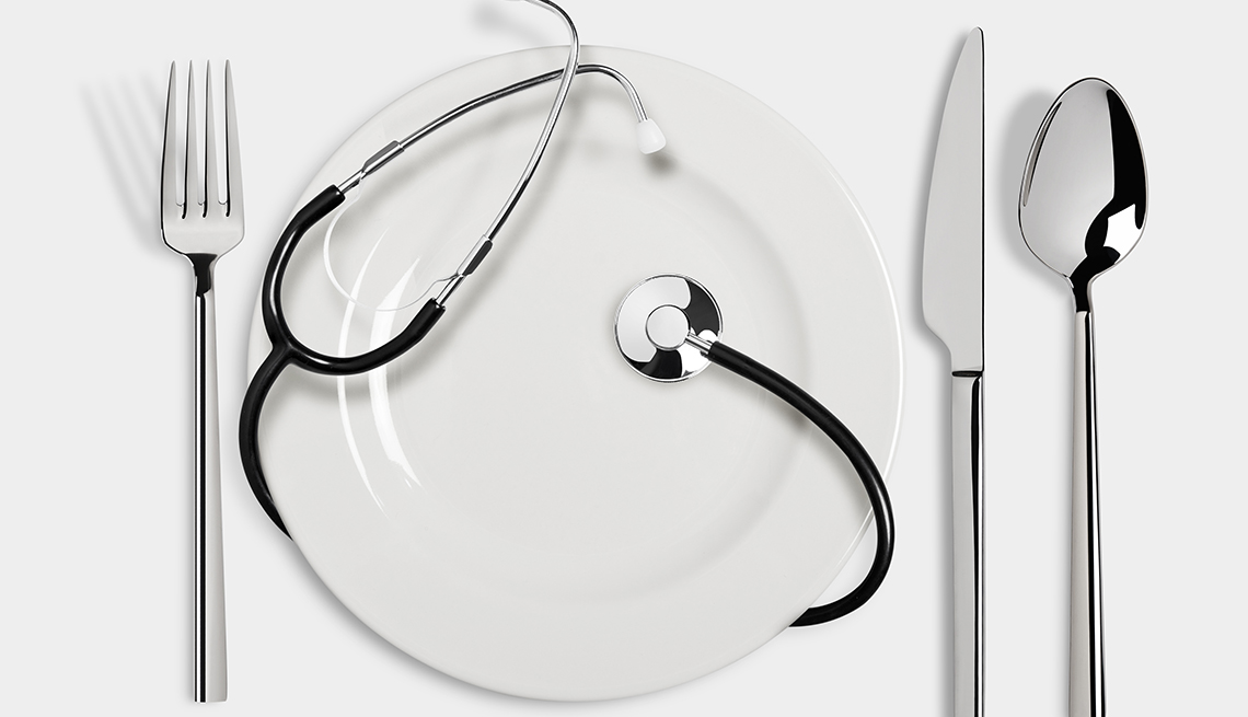 Stethoscope on a white plate