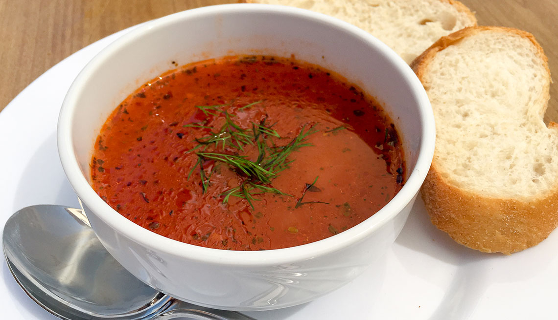 Tomato soup and bread