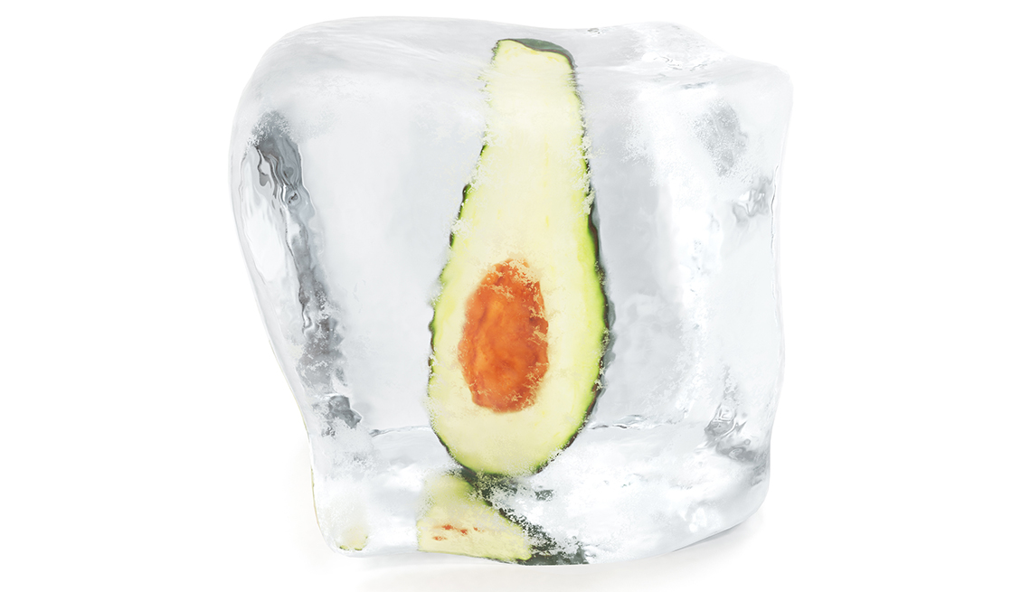 item 1 of Gallery image - half an avocado frozen into an ice cube