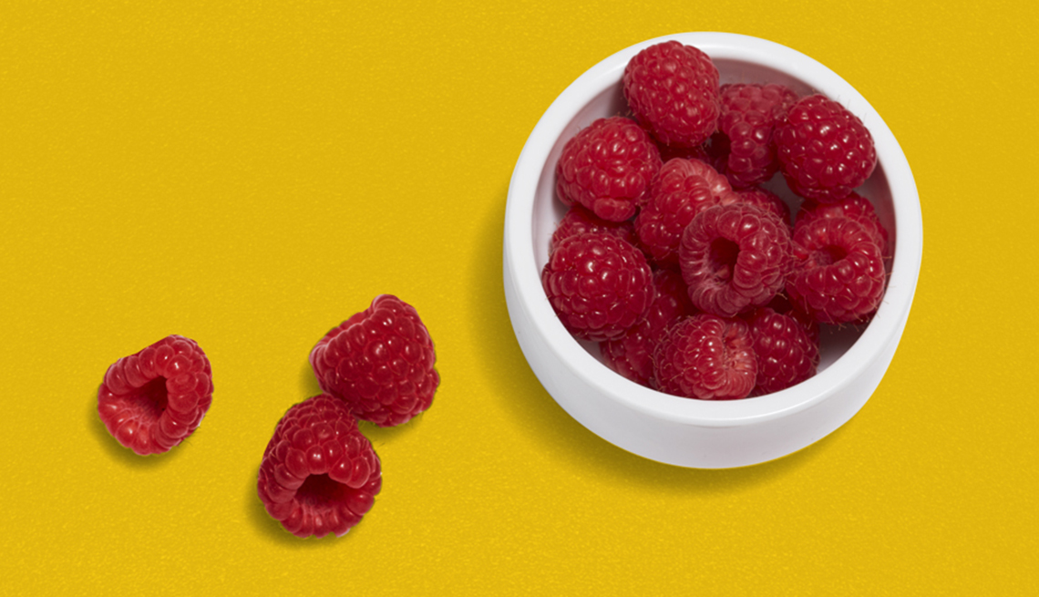 bowl of organic raspberries