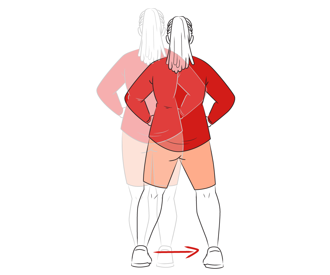 Ilustración de una mujer que mueve sus piernas de lado a lado