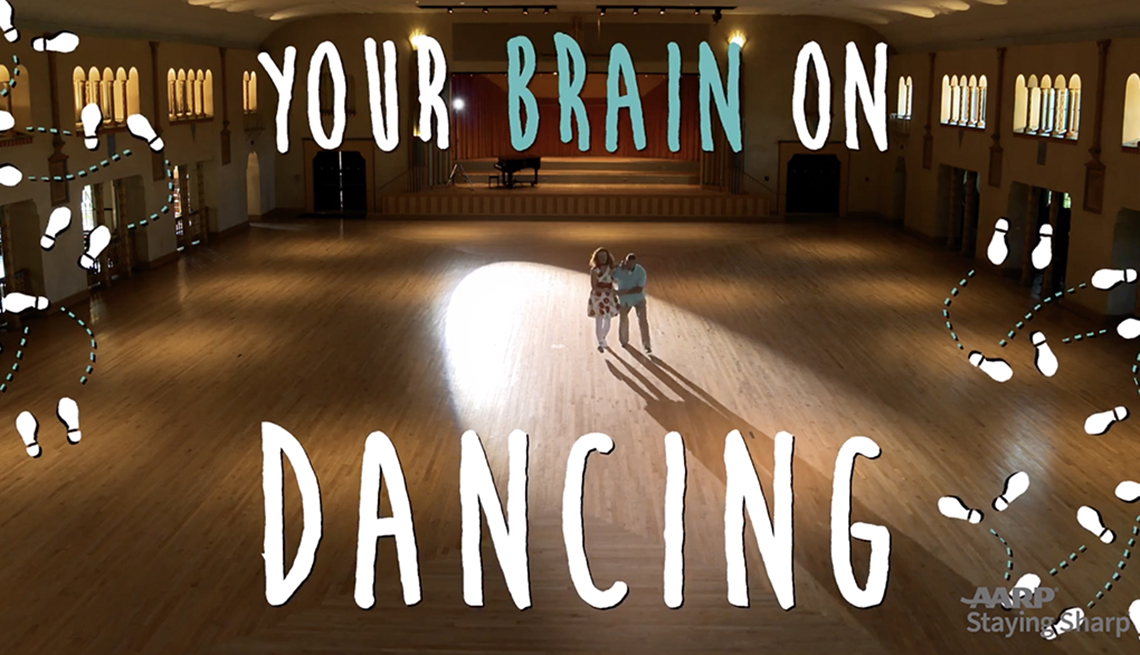 A man and woman dancing with "Your Brain on Dancing" text