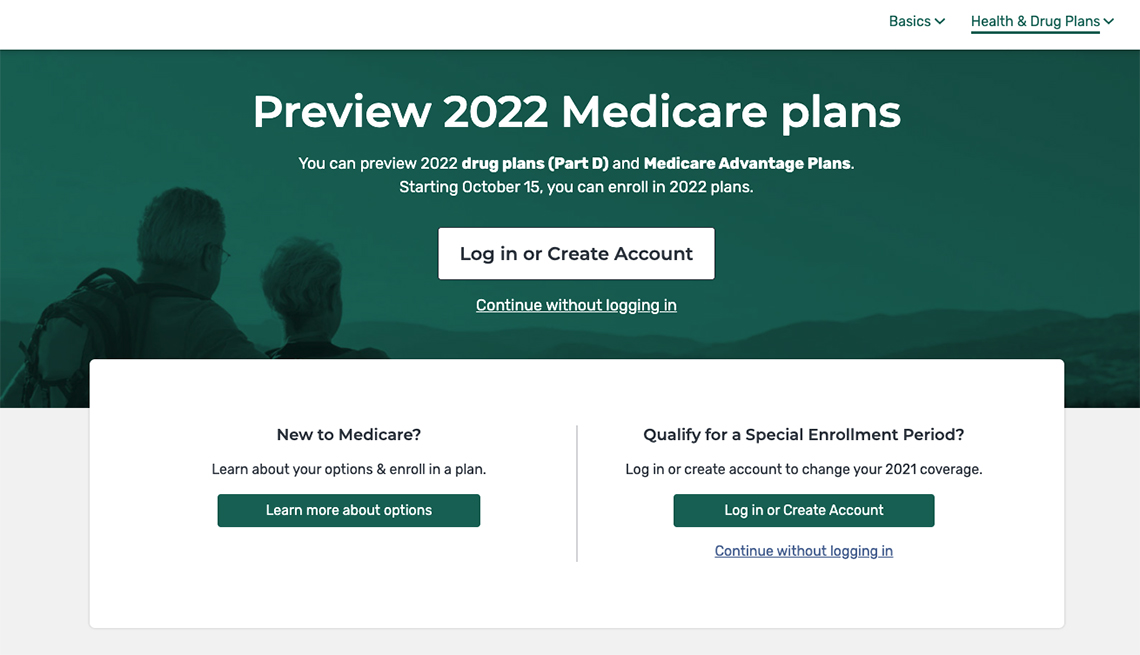 screenshot of the Medicare Plan Finder